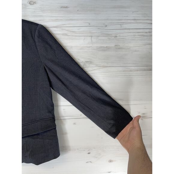 Premise Blazer Womens 8 Charcoal Heather Open Front Suit Jacket Cut & Sewn Work - Picture 3 of 11